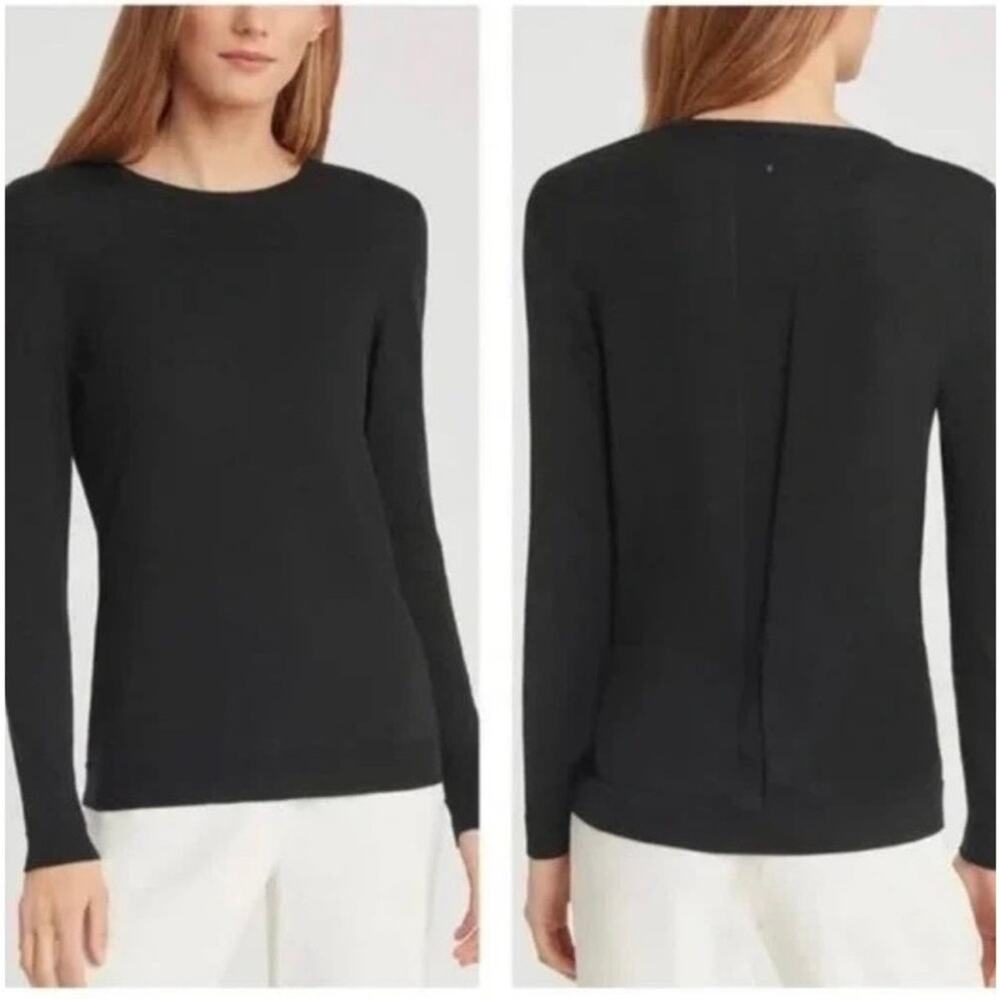 NWT Cuyana Classic Cotton Cashmere Crewneck Sweater Black XS